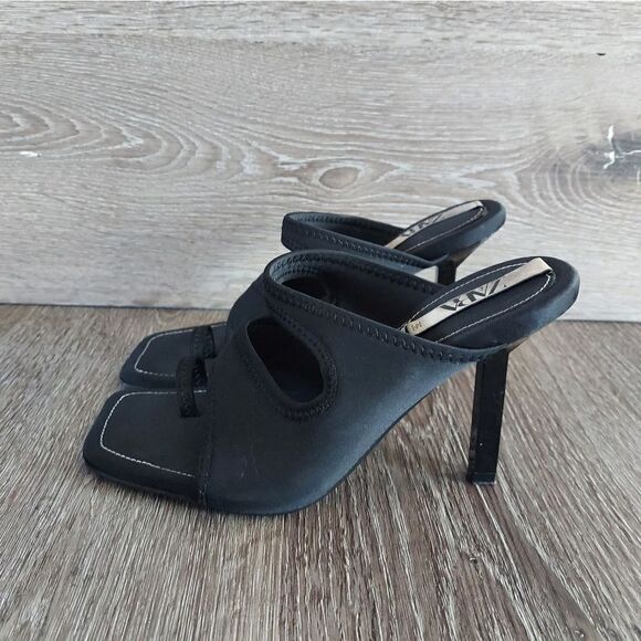 ZARA NEOPRENE HIGH-HEEL SANDALS SLIP ON BLACK SIZE 6 - Picture 6 of 11